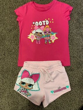 L.O.L. Surprise! Size 5 Hot Pink T-shirt and Light Pink Shorts Set